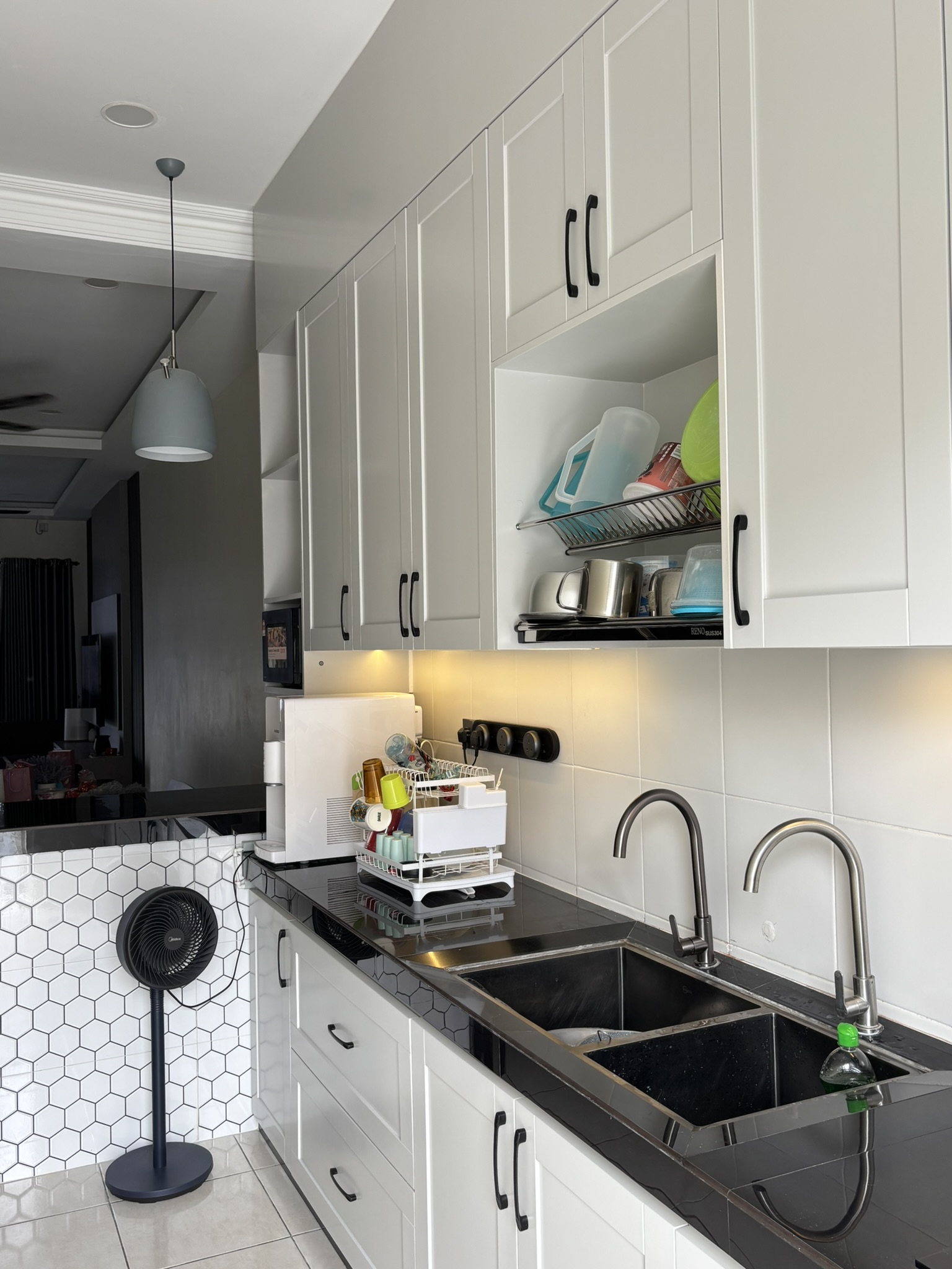White kitchen view from right
